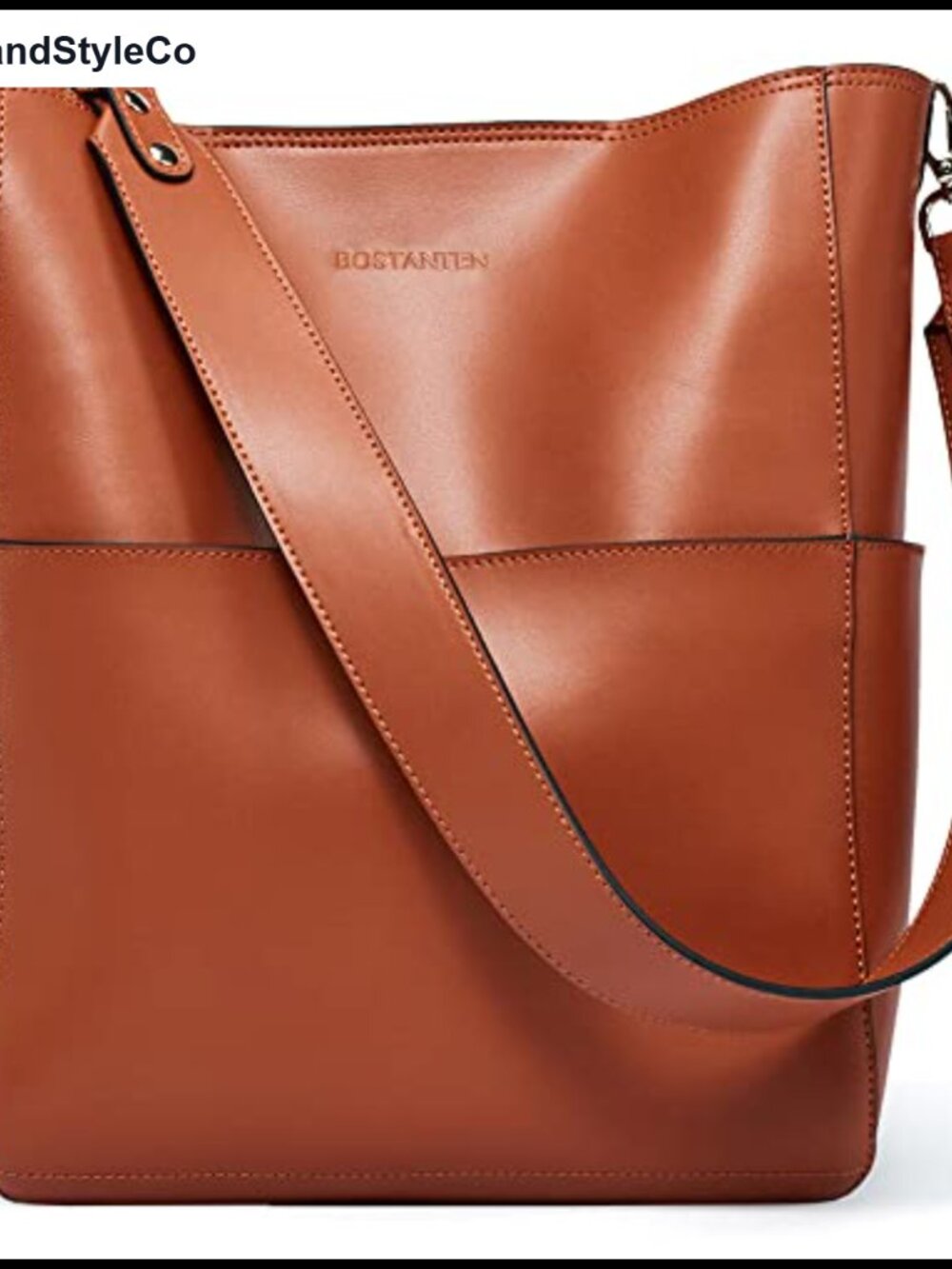 Leather Designer Tote Bucket Bag Handbag Shoulder Purse with Removable Zip Pouch